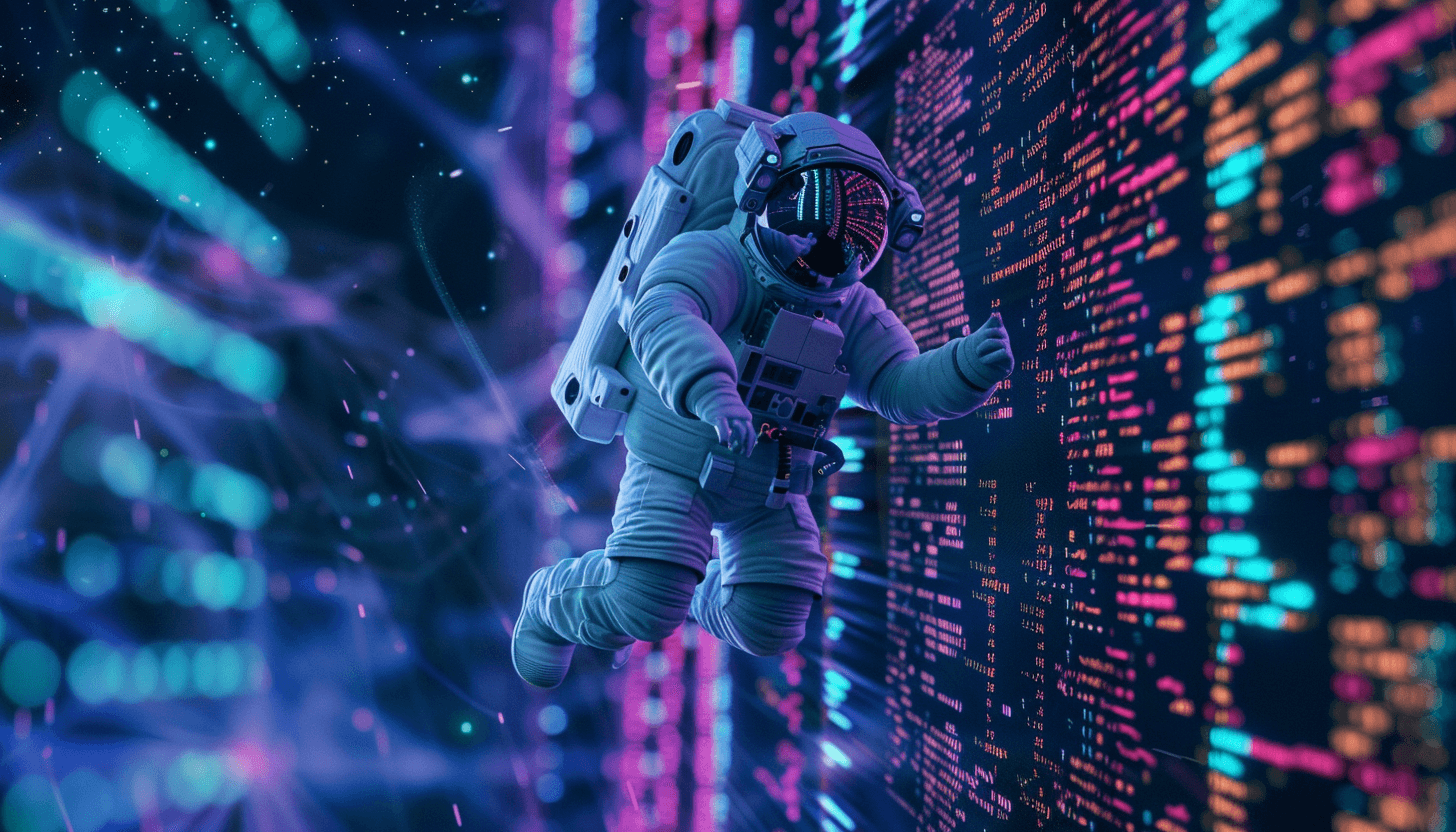 Astronaut floating cyberspace divider image