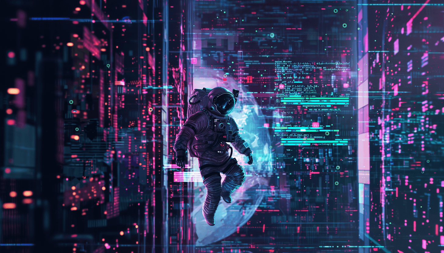 Astronaut in cyberspace background image